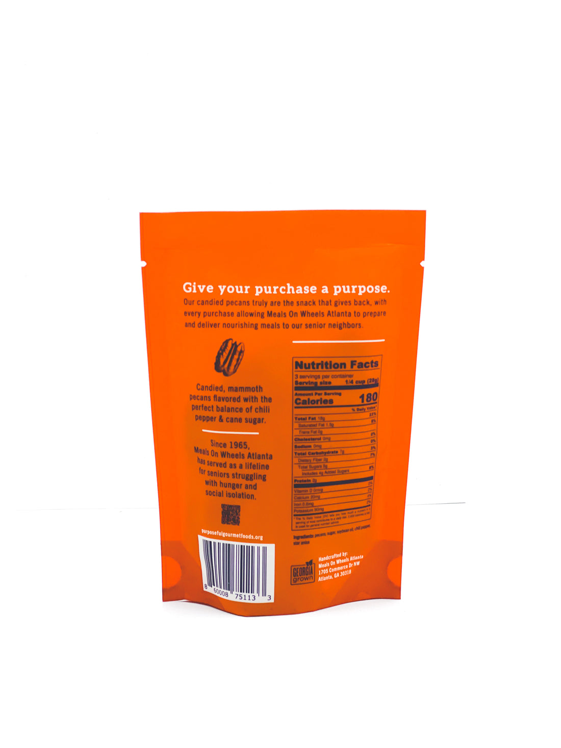 purposeful pecans nutrition label